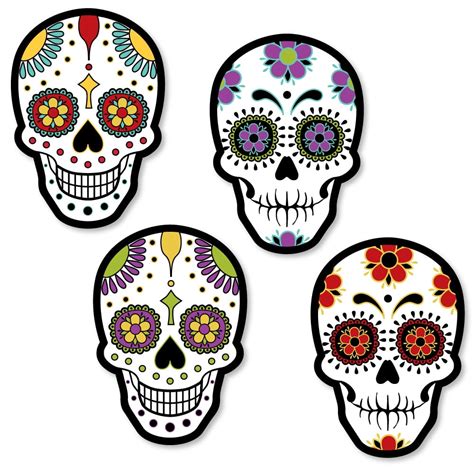 Day Of The Dead Shaped Halloween Sugar Skull Party Cut Outs 24