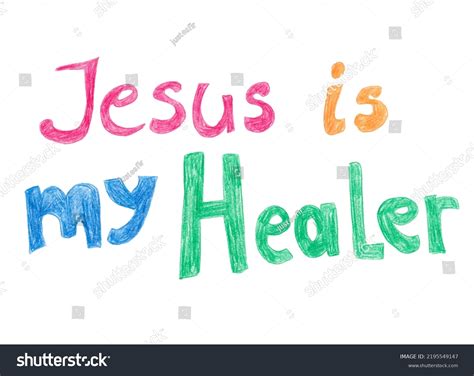 Jesus My Healer Colorful Pencil Calligraphy Stock Illustration