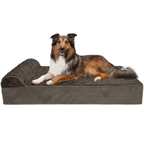 Furhaven Pet Dog Bed Orthopedic Goliath Quilted Faux Fur And Velvet