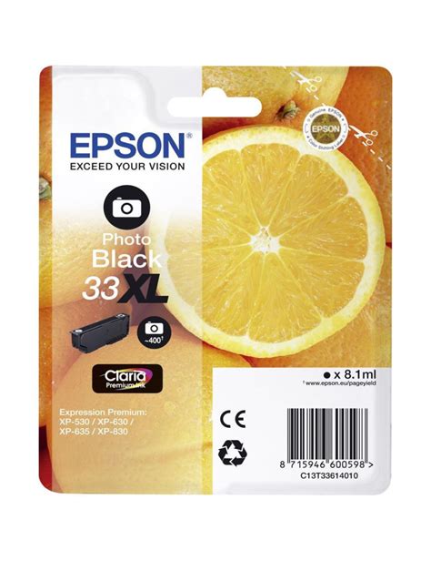 Cartuccia Originale Epson T336140 C13t336140 T3361 Nero Foto Arancia