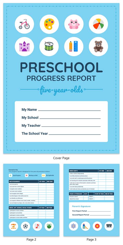 Prek Progress Report Template Venngage Within Preschool