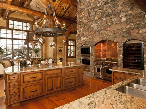 Luxury Log Cabin Luxuryhomes Com Living Rustic Kitchen Design