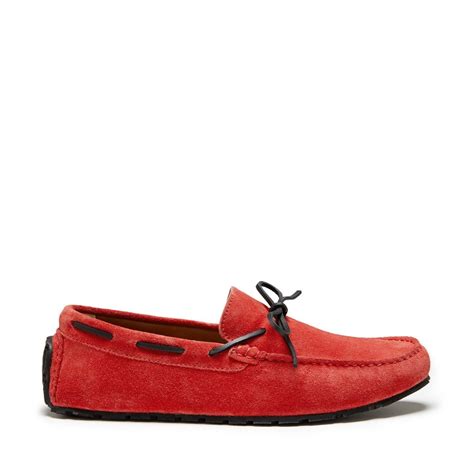 Hugs & Co Tyre sole laced driving loafers red suede - Harvey Nichols
