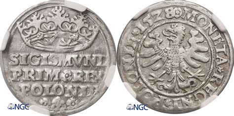 Poland Grosz Groschen Penny 1528 Zygmunt I Stary 1506 1548 Ngc Au