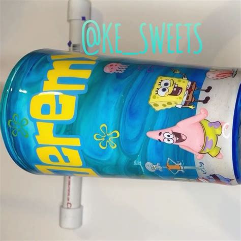 Spongebob Square Pants Tumbler Cup Video Glitter Tumbler Cups