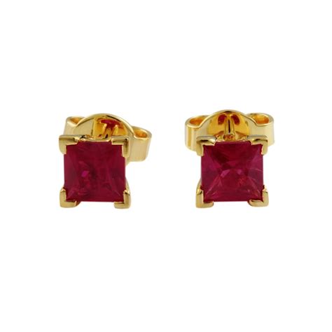 Ct Yellow Gold Ruby Ct Stud Earrings Gem Set Pearls From