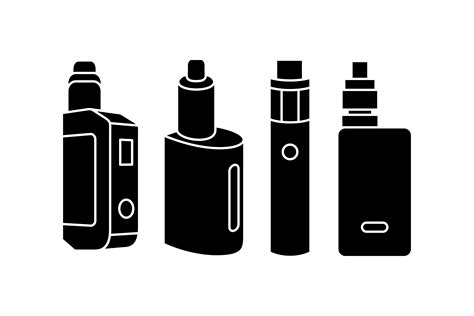 Vape Set Black And White Vector Illustration Icons Smoking Without