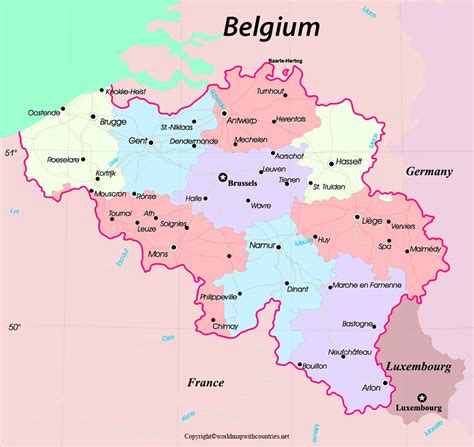 4 Free Printable Labeled And Blank Map Of Belgium On World Map In Pdf World Map With Countries
