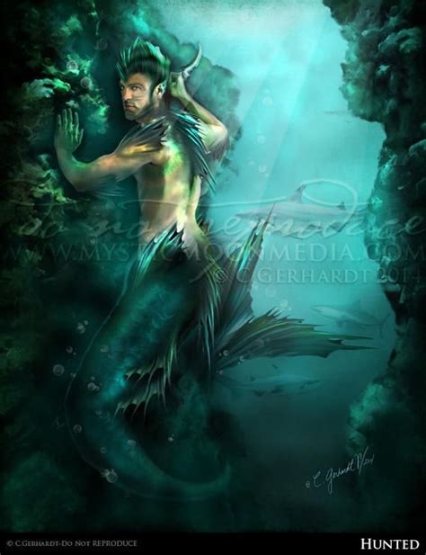 Hunted Merman Art Fantasy Art Fantasy Painting Print Mermaid