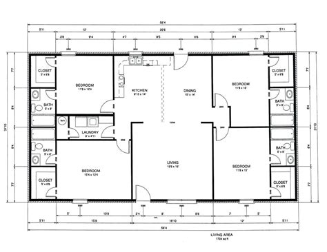 4 bedroom floor plans traditional style house plan beds 2 baths 1875 sq ft. Rectangle House Floor Plans Bedroom Rectangular Fresh With ...