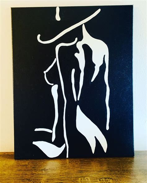Hand Painted Art Canvas 16x20 Sexy Woman Acrylic Painting Black And White