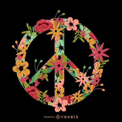 Flower Embedded Peace Symbol Vector Download