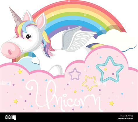 Background Design With Cute Unicorn And Rainbow Illustration Stock