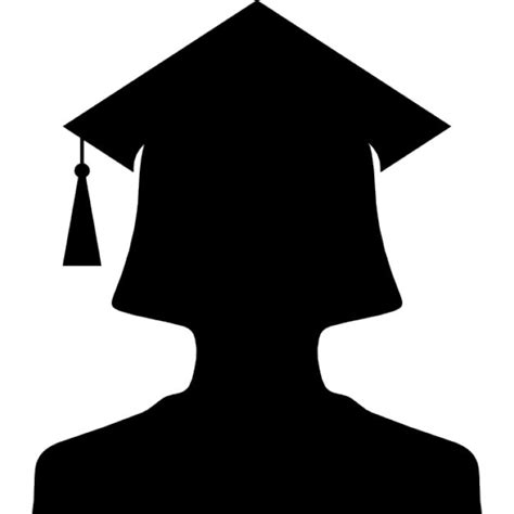 Female University Graduate Silhouette With Cap Icons Free Download