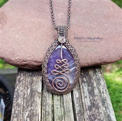 Wire Wrapped Amethyst Unalome Necklace Copper Wire Wrap | Etsy | Wire jewelry, Wire wrapped 