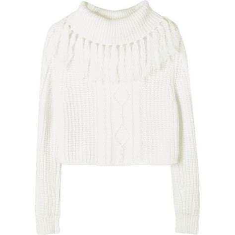 Turtleneck Cable Knit Tassel Sweater White S 27 Liked On Polyvore