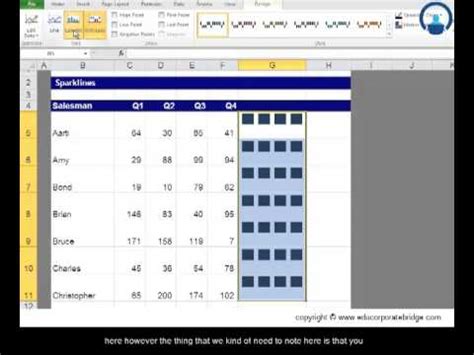 Line sparkline in excel will be in the form of lines, and high values will indicate fluctuations in height difference. Excel Sparklines - YouTube