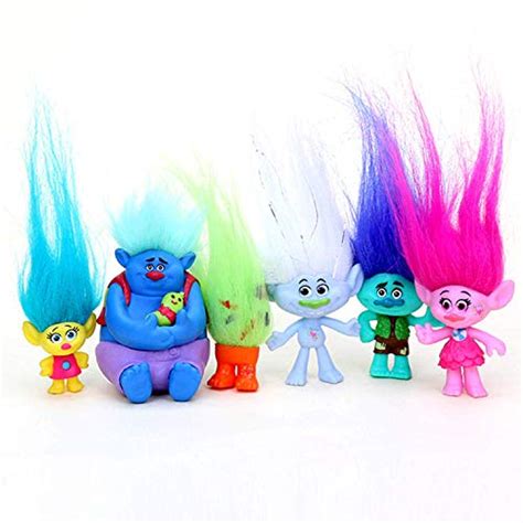 Vndaxau Poppy Trolls Doll With Hair Set Of 6trolls Toys Party Supplies