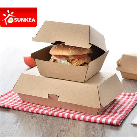 China Disposable Custom Packaging Paper Burger Clamshell Box For Fast