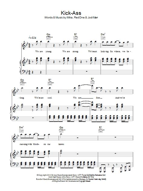 Kick Ass Sheet Music Mika Vs Redone Piano Vocal And Guitar Right