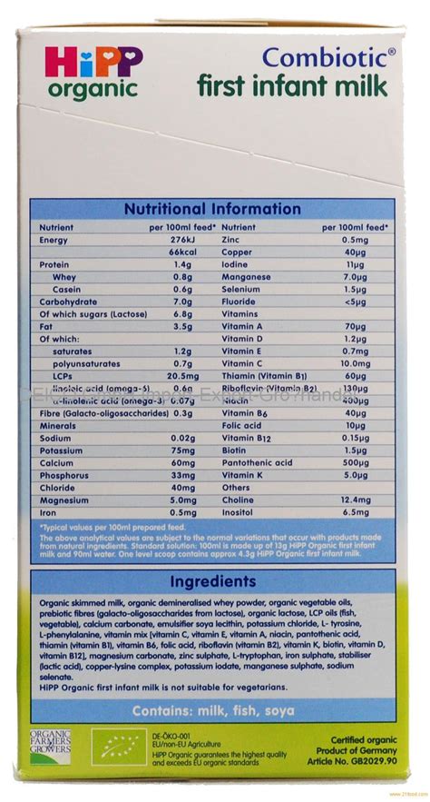 Vitamins a, c & d and iron because powdered milks are not sterile, failure to follow instructions may make your baby ill. Hipp Organic First Infant Milk Powder Stage 1 800g for ...