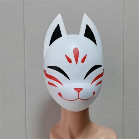 Kitsune Maskwhite Full Face Fox Maskjapanese Fox Maskhand Etsy Japanese Fox Mask Kitsune