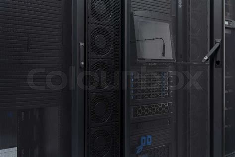 Data Center With Multiple Rows Of Fully Operational Server Racks