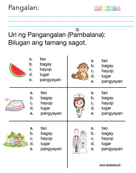 Mga Uri Ng Pangngalan Worksheets The Filipino Homeschooler Images