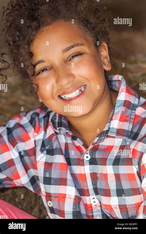 A Beautiful And Happy Mixed Race African American Female Girl Child