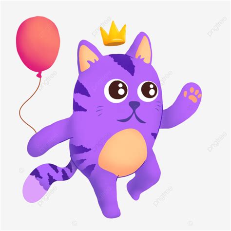 Illustration Of A Purple Cat Playing Animal Cute Sticker Png