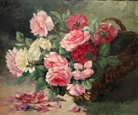 Unknown Summer Roses Vintage French Oil Painting Painting At 1stdibs