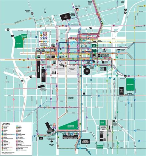 Kansas City Downtown Transport Map 지도 수송