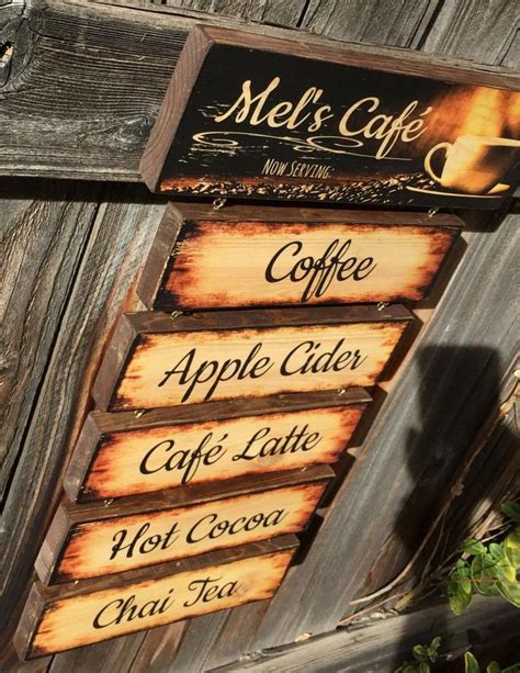 Personalized Cafe Sign Hanging Menu Now Serving Sign Wooden Etsy