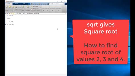 How To Calculate Square Root Using Sqrt Matlab Function Youtube