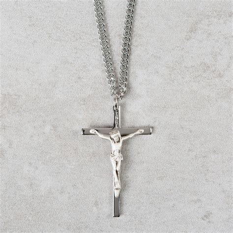 crucifix sterling silver on 24 inch chain the catholic company®
