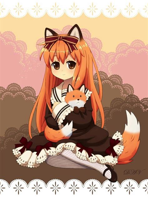 Orange Hair Kitsune Fox Girl Dav 19 Art Cute Fox Drawing Chibi
