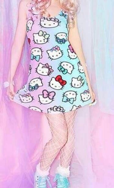 Dress Mini Dress Hello Kitty Blue Dress Wheretoget