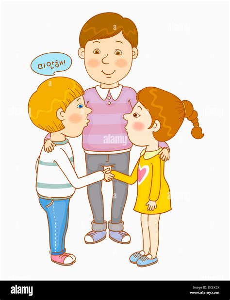 An Illustration Of A Boy Apologizing To A Girl Stock Photo Alamy