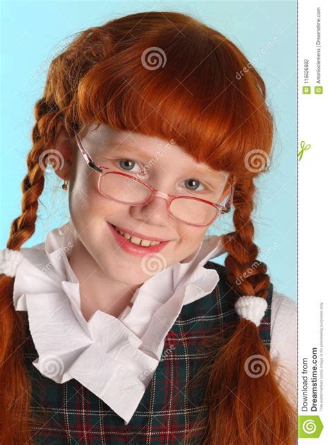 Close Up Portrait Of Attractive Redhead Young Schoolgirl