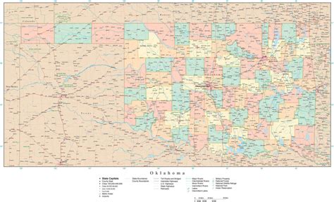 Oklahoma State Map In Adobe Illustrator Vector Format Detailed