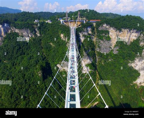 Aerial View Of The Worlds Longest And Highest Glass Bottomed Bridge