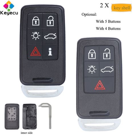 Keyecu Pair Smart Remote Control Car Key Shell Cover Case With 5
