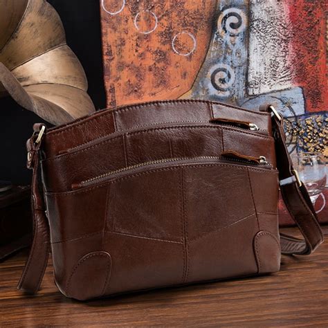 Genuine Leather Multi Pockets Womens Crossbody Bag