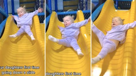Toddler Has Hilarious Reaction To Going Down Slide For The Very First