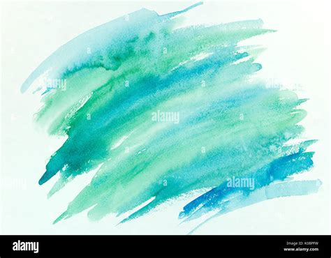 Blue And Green Watercolor Brush Stroke Abstract Hand Painted Stock
