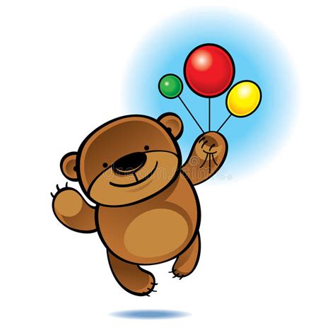 Cute Teddy Bear Flying Balloons Stock Vector Illustration Of Vector