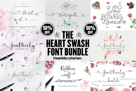 The Heart Swash Font Bundle Script Fonts ~ Creative Market