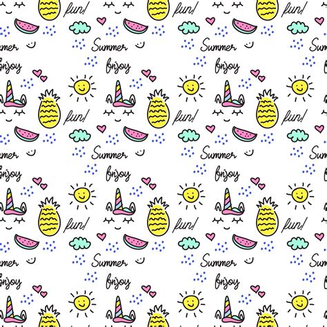 Cute Doodle Summer Pattern - Download Free Vectors, Clipart Graphics ...