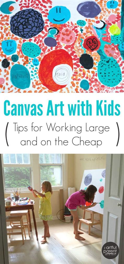 I placed large sheets of paper on our simplay3 activity table along with shallow containers of washable tempera paint. Canvas Art with Kids :: Tips on Working Large and on the ...