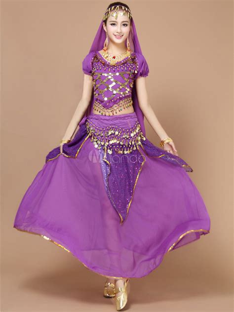 Belly Dance Costume Purple Attractive Bollywood Dance Dress For Women